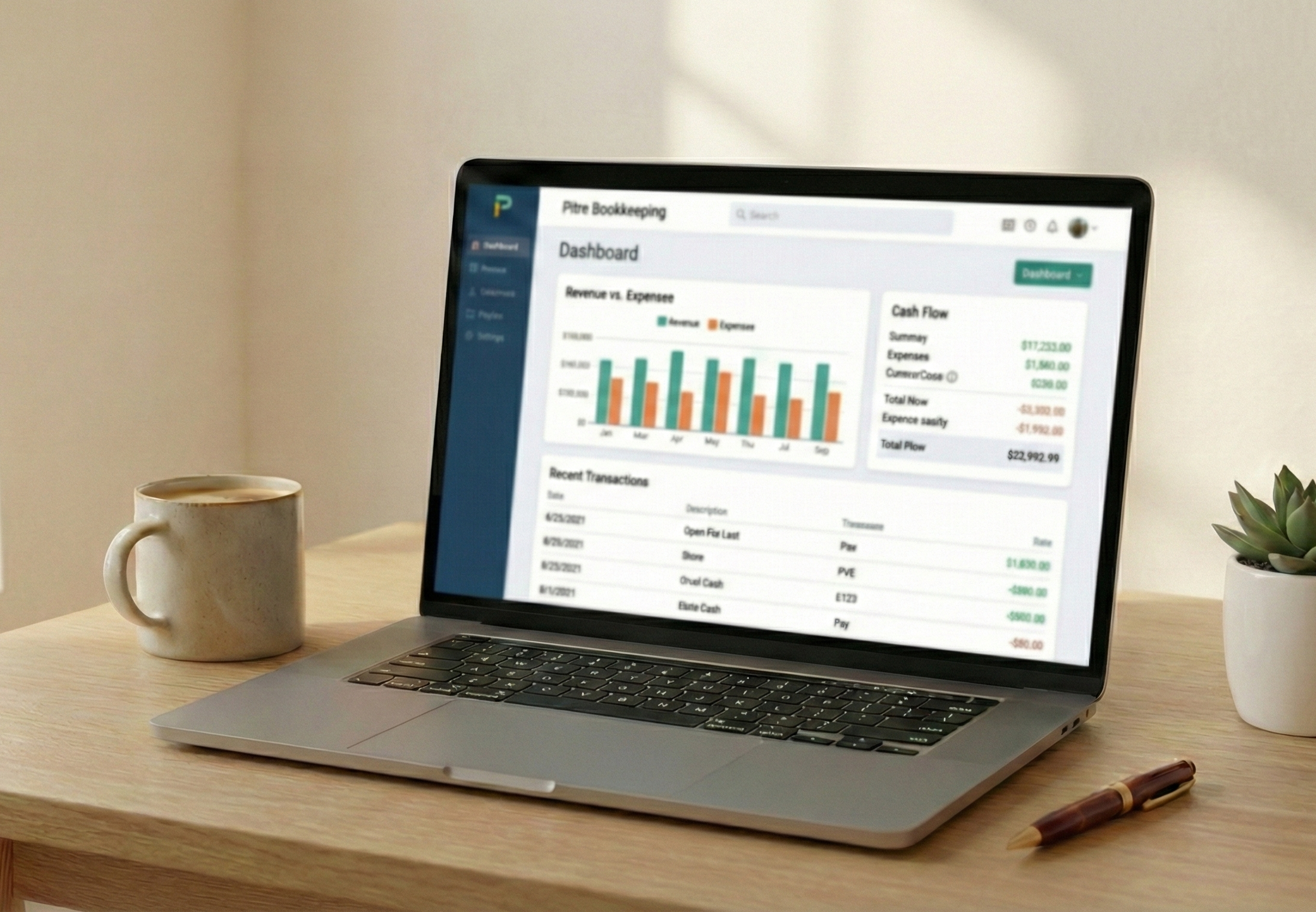 Clean financial dashboard showing organized QuickBooks data